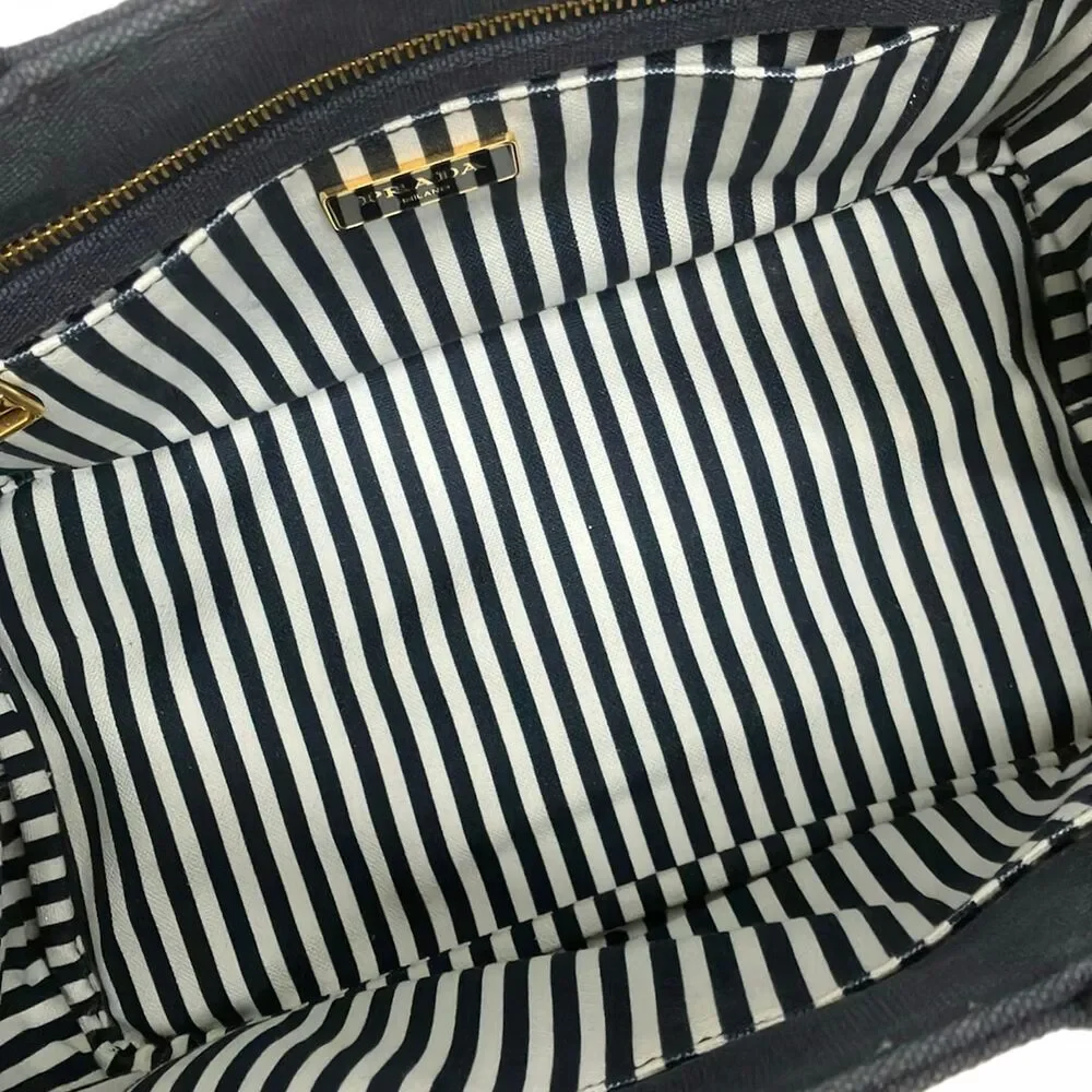 Prada Canapa Tote Bag 1BG439 Navy Cream